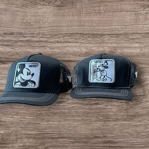 New 2 Black Disney Mickey Mouse Steamboat Willie Adjustable Hats